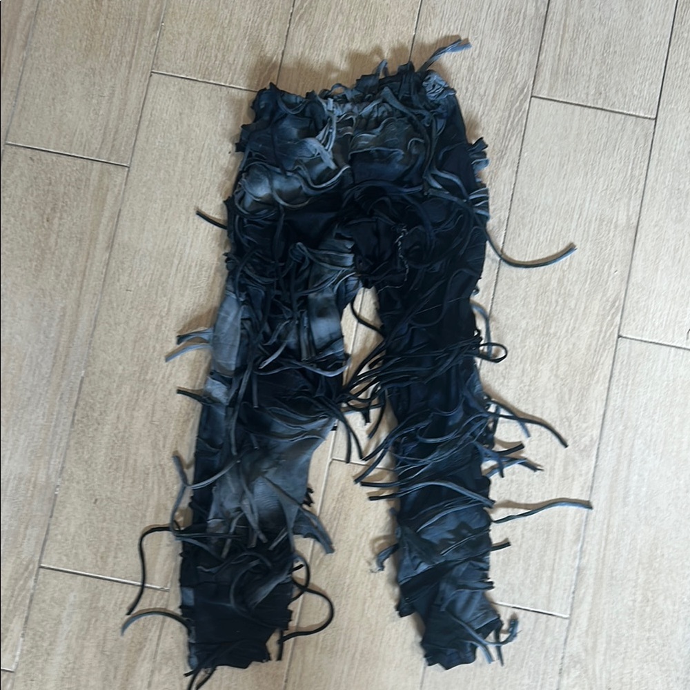 Black Distressed Halloween Zombie Pants with Axe Prop - Picture 8 of 8